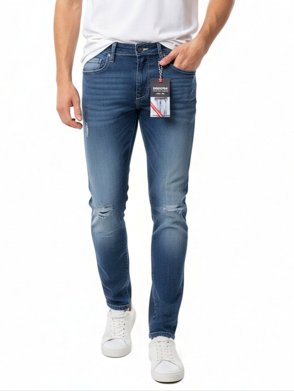 Company 81 Slim Fit Jeans Mens Size 28 x 30 Distressed Blue Dark Wash